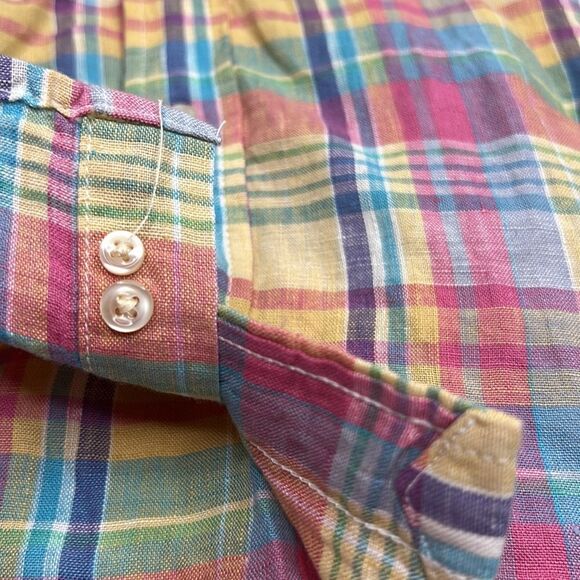 Polo Ralph Lauren Key West Multi color Linen button down short sleeve shirt 2T - Picture 7 of 14